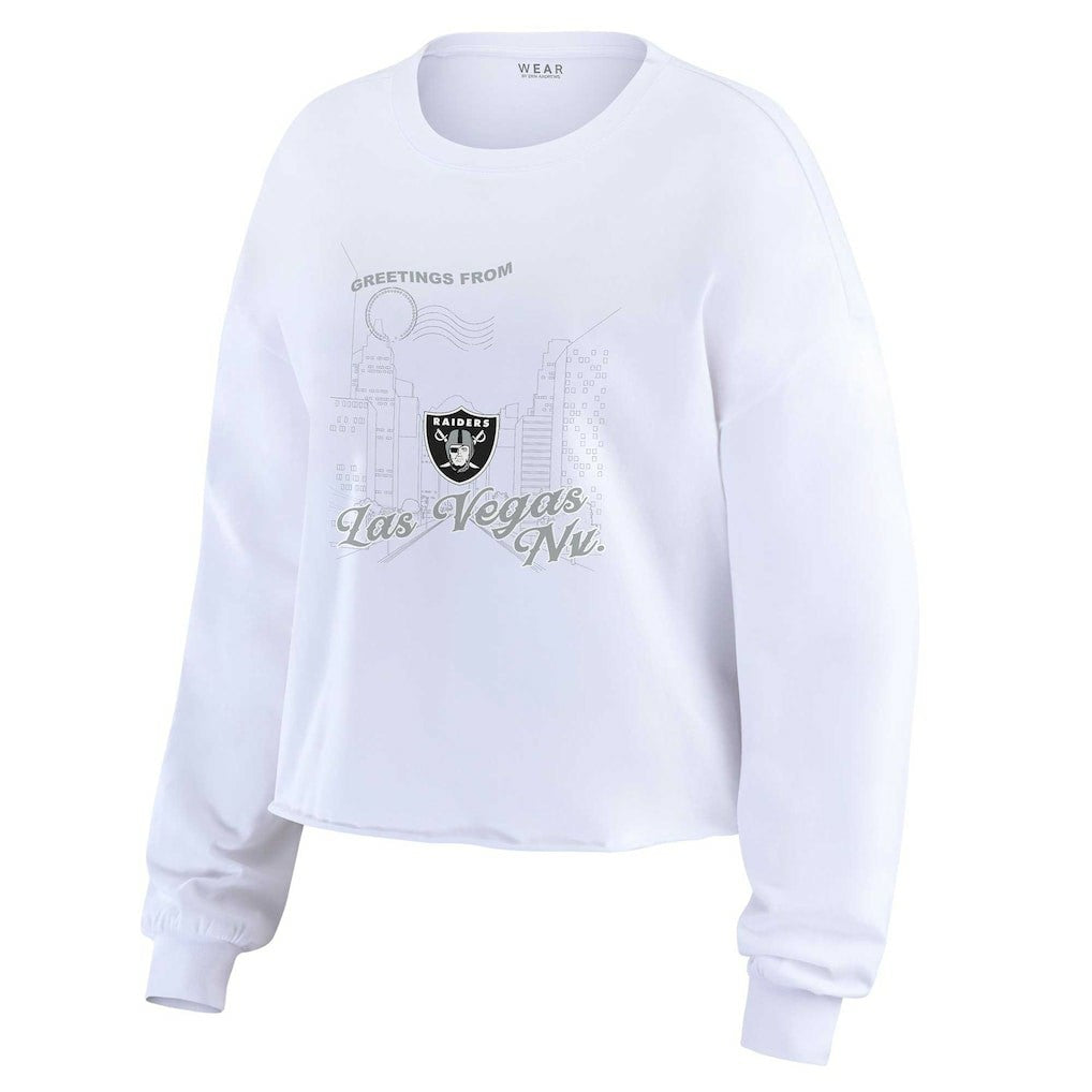 Las Vegas Raiders WEAR by Erin Andrews Women's Postcard Cropped Long Sleeve Top | NFL New