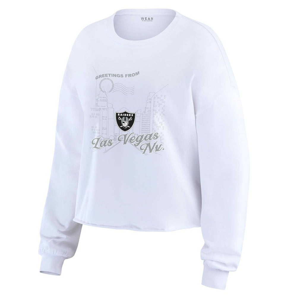 Las Vegas Raiders WEAR by Erin Andrews Women's Postcard Cropped Long Sleeve Top | NFL New