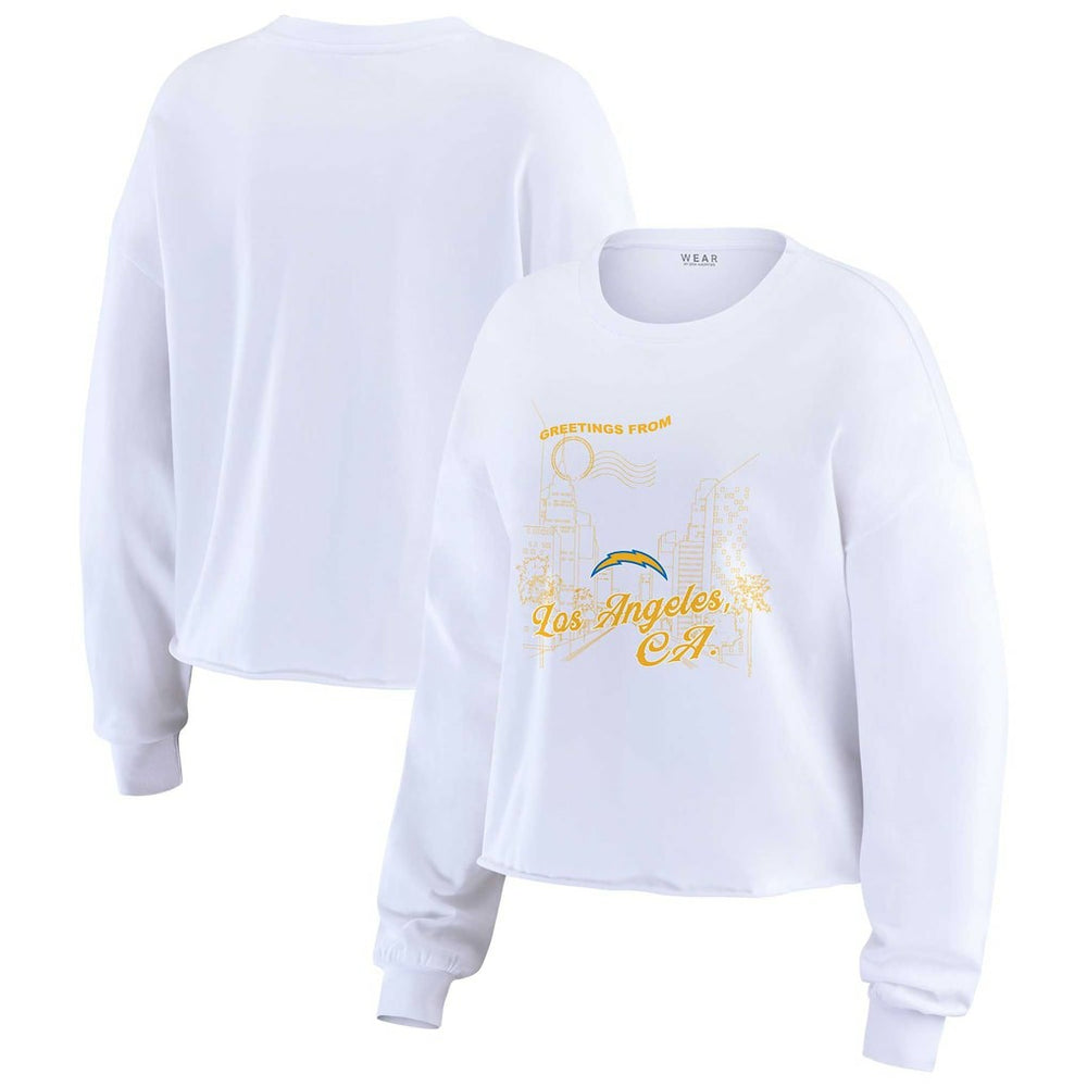 Los Angeles Chargers WEAR by Erin Andrews Women's Postcard Cropped Long Sleeve Top | NFL Near me