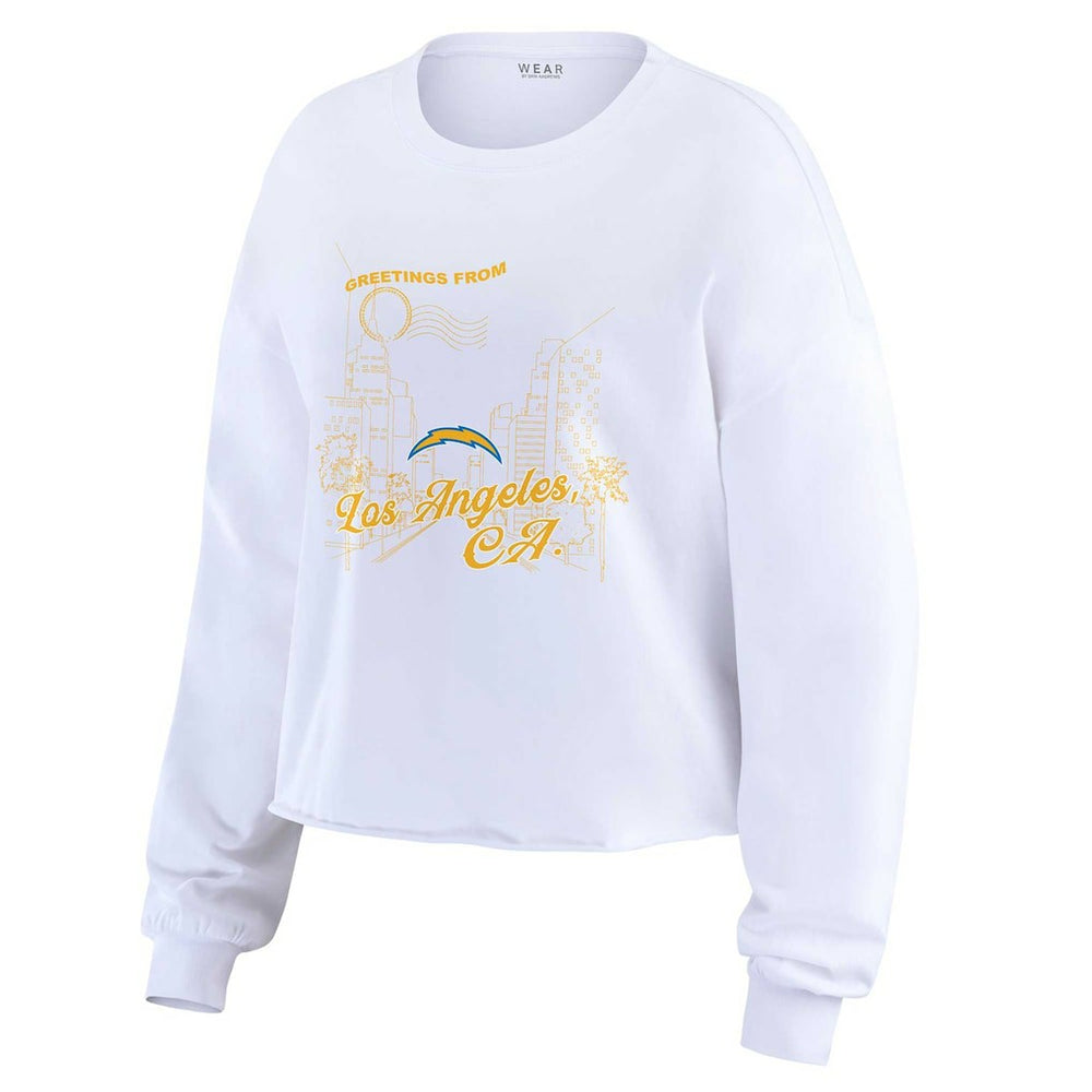 Los Angeles Chargers WEAR by Erin Andrews Women's Postcard Cropped Long Sleeve Top | NFL Near me