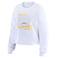 Los Angeles Chargers WEAR by Erin Andrews Women's Postcard Cropped Long Sleeve Top | NFL Near me