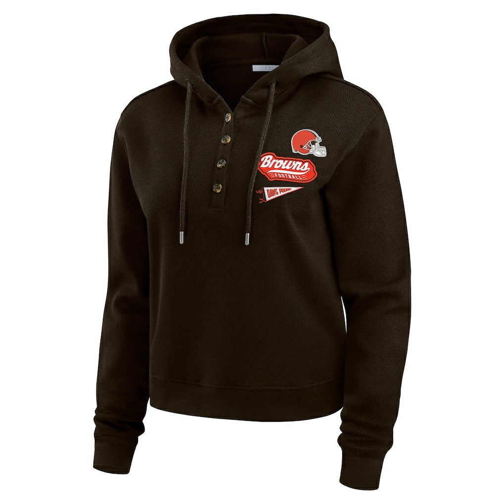 Cleveland Browns WEAR by Erin Andrews Women's Waffle-Knit Pullover Hoodie | NFL Online