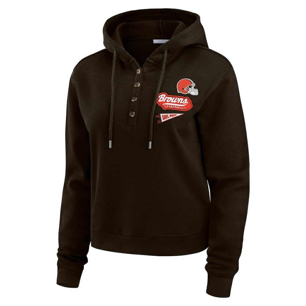 Cleveland Browns WEAR by Erin Andrews Women's Waffle-Knit Pullover Hoodie | NFL Online