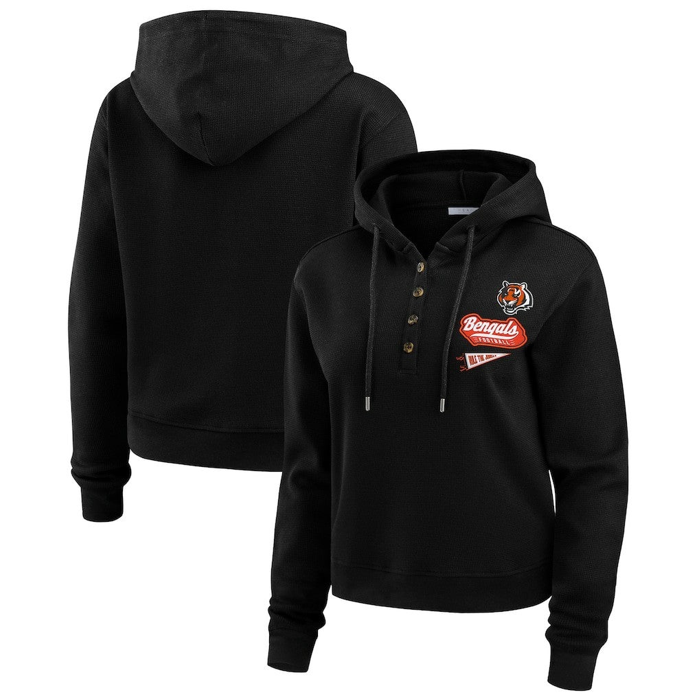 Cincinnati Bengals WEAR by Erin Andrews Women's Waffle-Knit Pullover Hoodie | NFL New