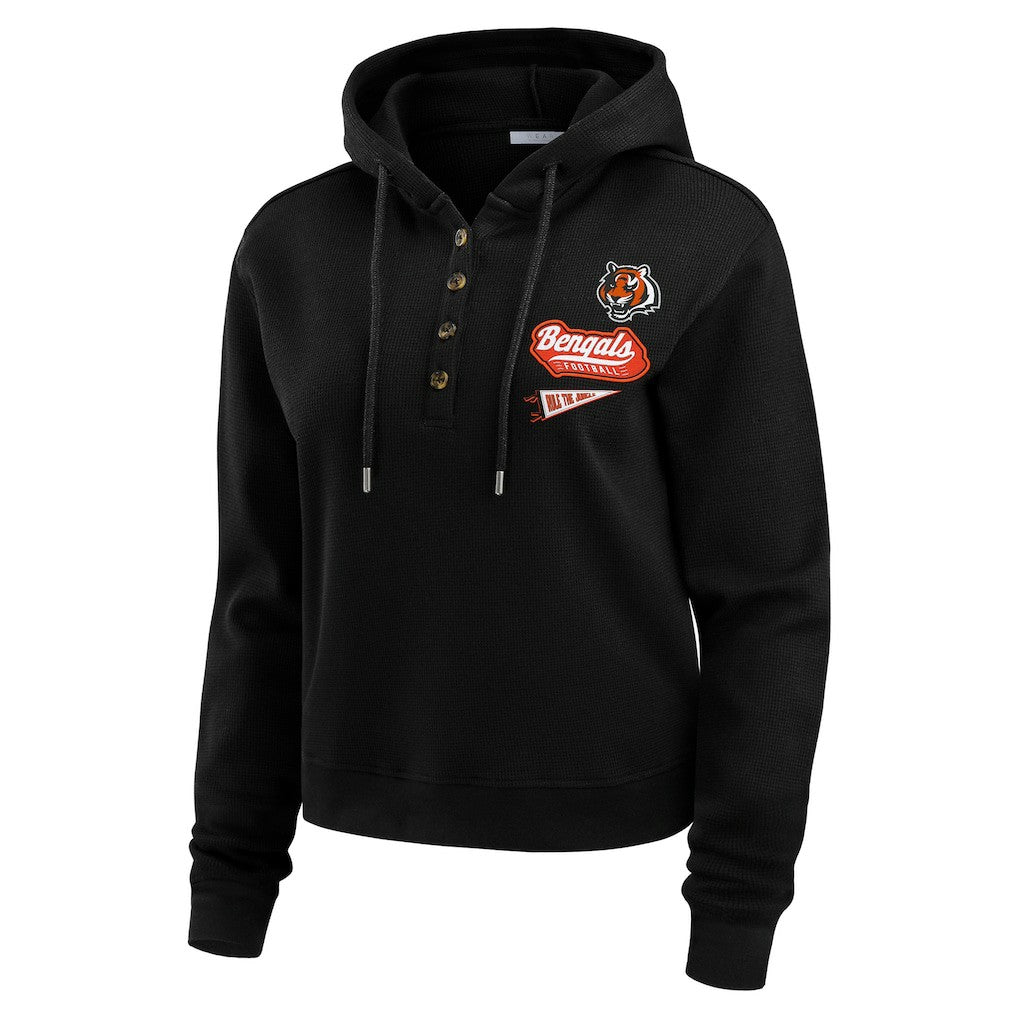 Cincinnati Bengals WEAR by Erin Andrews Women's Waffle-Knit Pullover Hoodie | NFL New