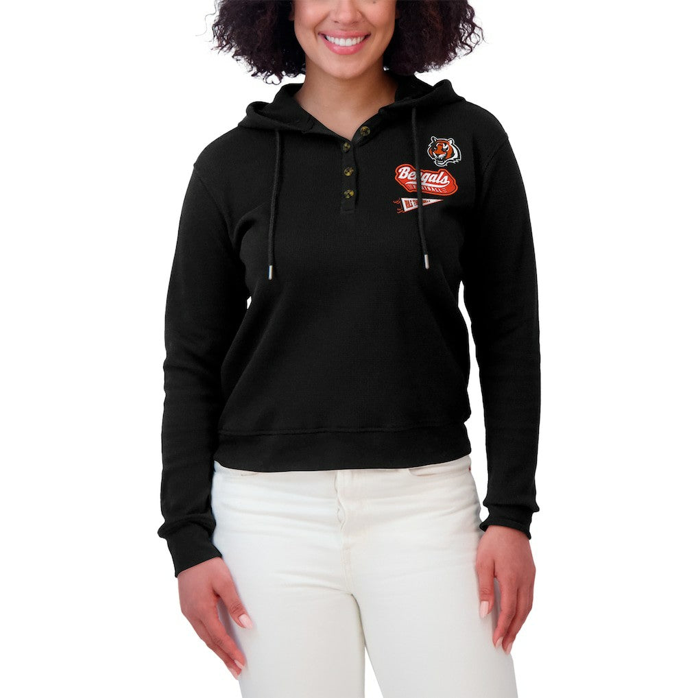 Cincinnati Bengals WEAR by Erin Andrews Women's Waffle-Knit Pullover Hoodie | NFL New