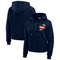 Denver Broncos WEAR by Erin Andrews Women's Waffle-Knit Pullover Hoodie | NFL On sale
