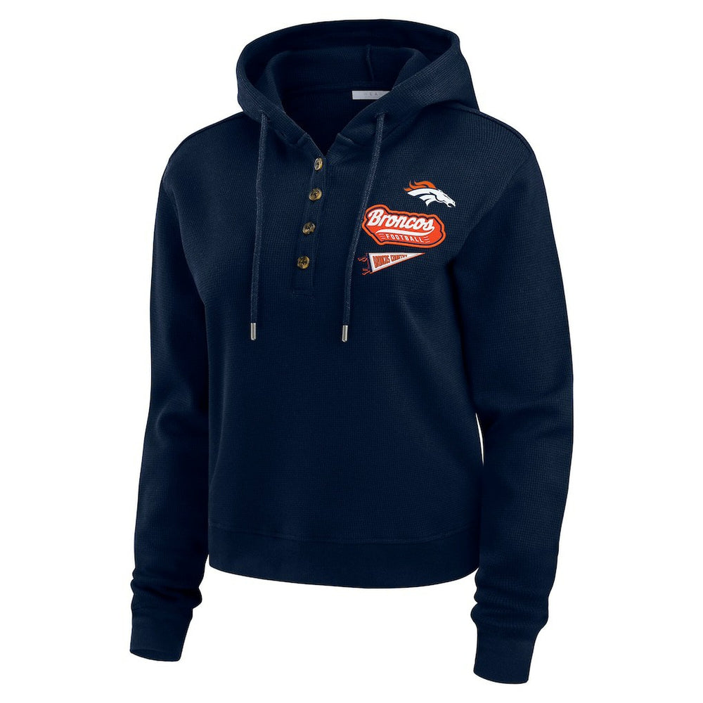 Denver Broncos WEAR by Erin Andrews Women's Waffle-Knit Pullover Hoodie | NFL On sale