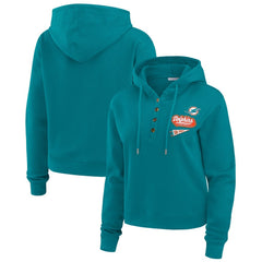 Miami Dolphins WEAR by Erin Andrews Women's Waffle-Knit Pullover Hoodie | NFL Sale