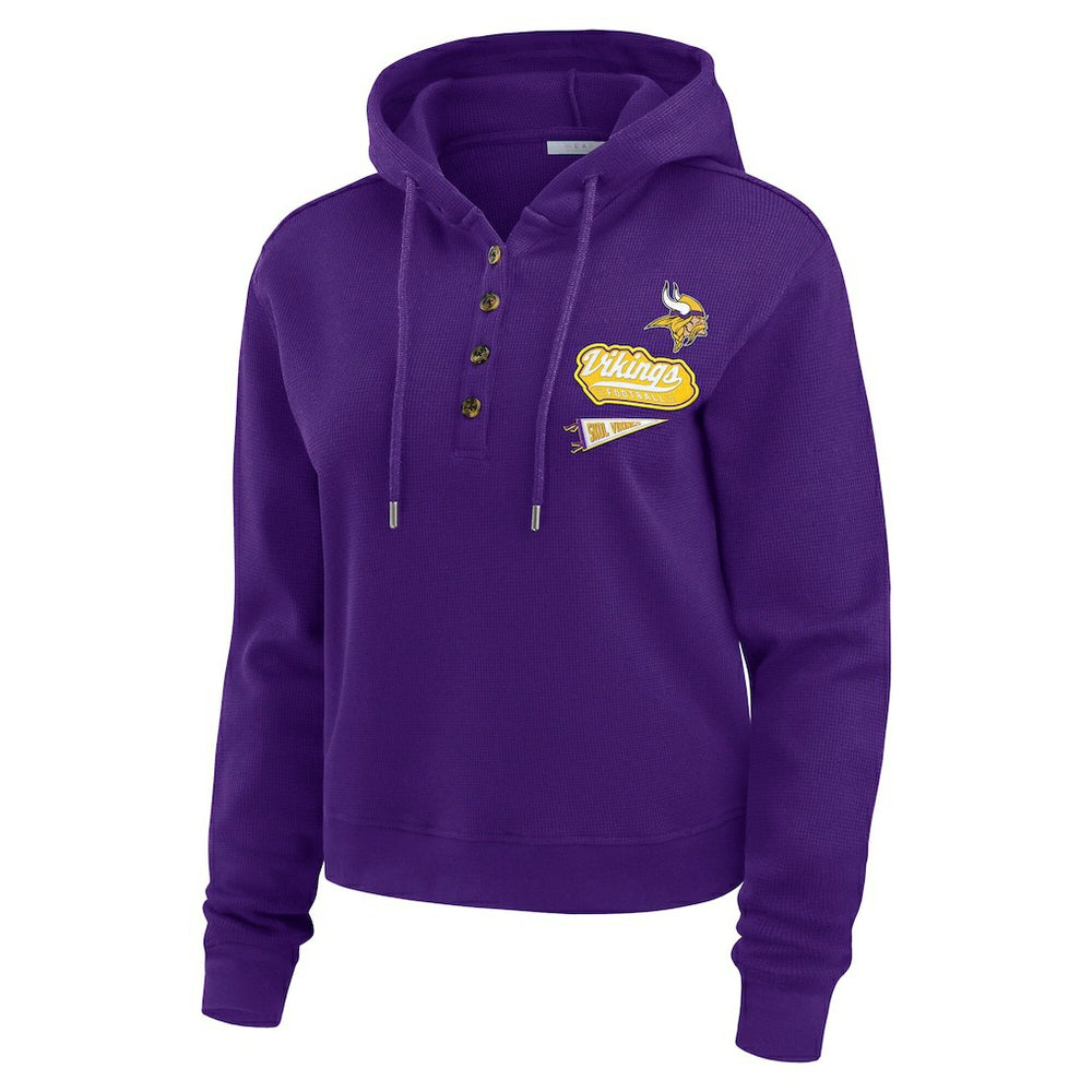 Minnesota Vikings WEAR by Erin Andrews Women's Waffle-Knit Pullover Hoodie | NFL Hot