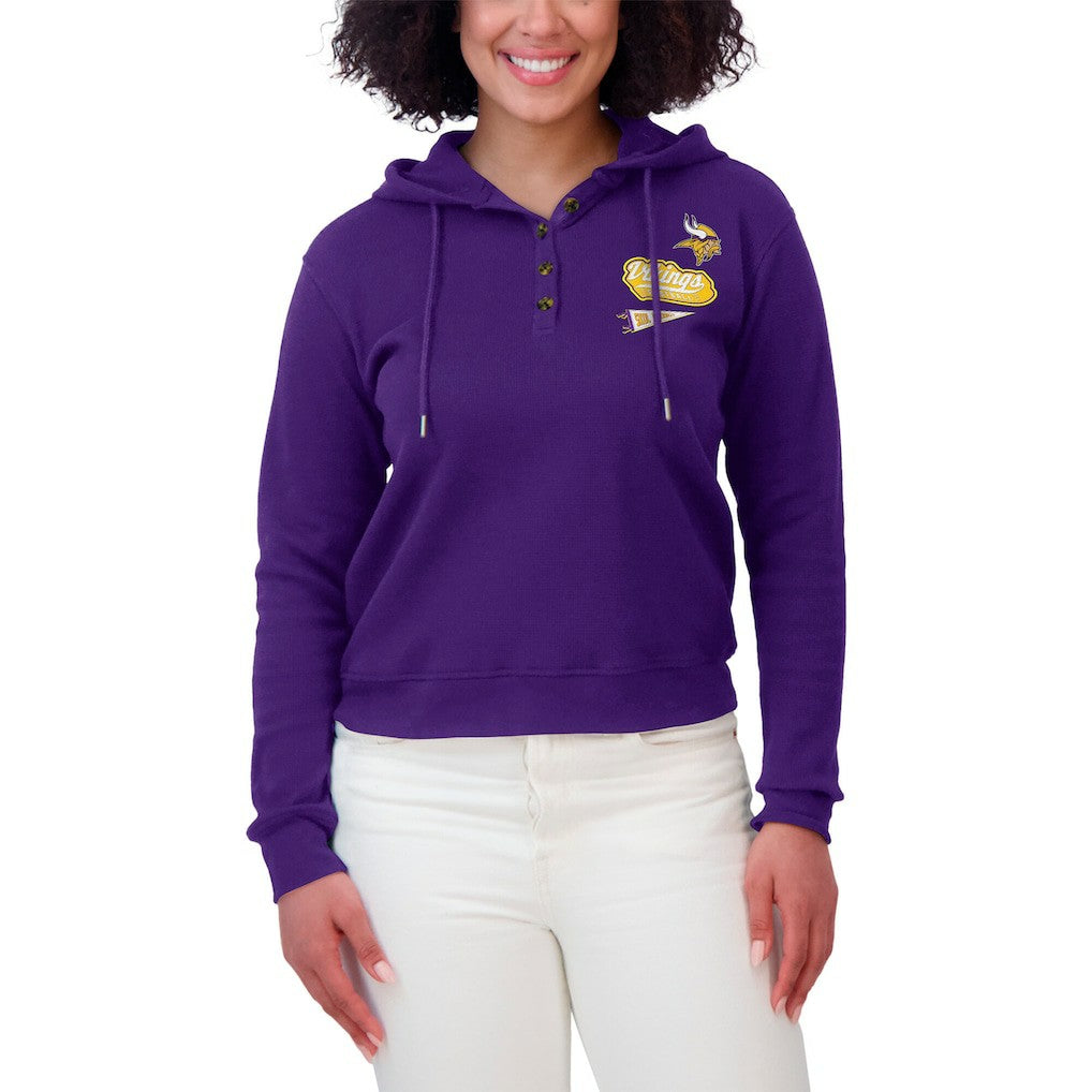 Minnesota Vikings WEAR by Erin Andrews Women's Waffle-Knit Pullover Hoodie | NFL Hot