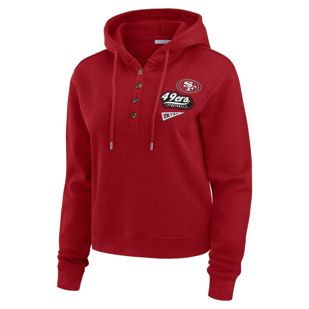 San Francisco 49ers WEAR by Erin Andrews Women's Waffle-Knit Pullover Hoodie | NFL On sale