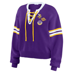Minnesota Vikings WEAR by Erin Andrews Women's Lace-Up Sweater | NFL New