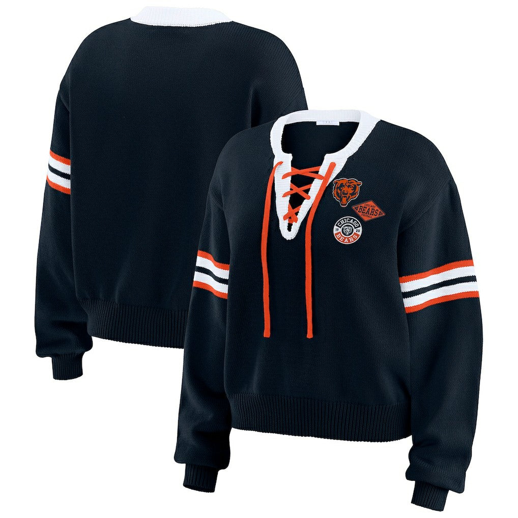 Chicago Bears WEAR by Erin Andrews Women's Lace-Up Sweater | NFL New
