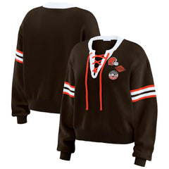 Cleveland Browns WEAR by Erin Andrews Women's Lace-Up Sweater | NFL Outlet