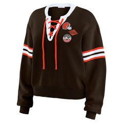 Cleveland Browns WEAR by Erin Andrews Women's Lace-Up Sweater | NFL Outlet