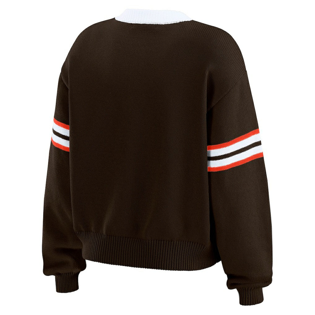 Cleveland Browns WEAR by Erin Andrews Women's Lace-Up Sweater | NFL Outlet