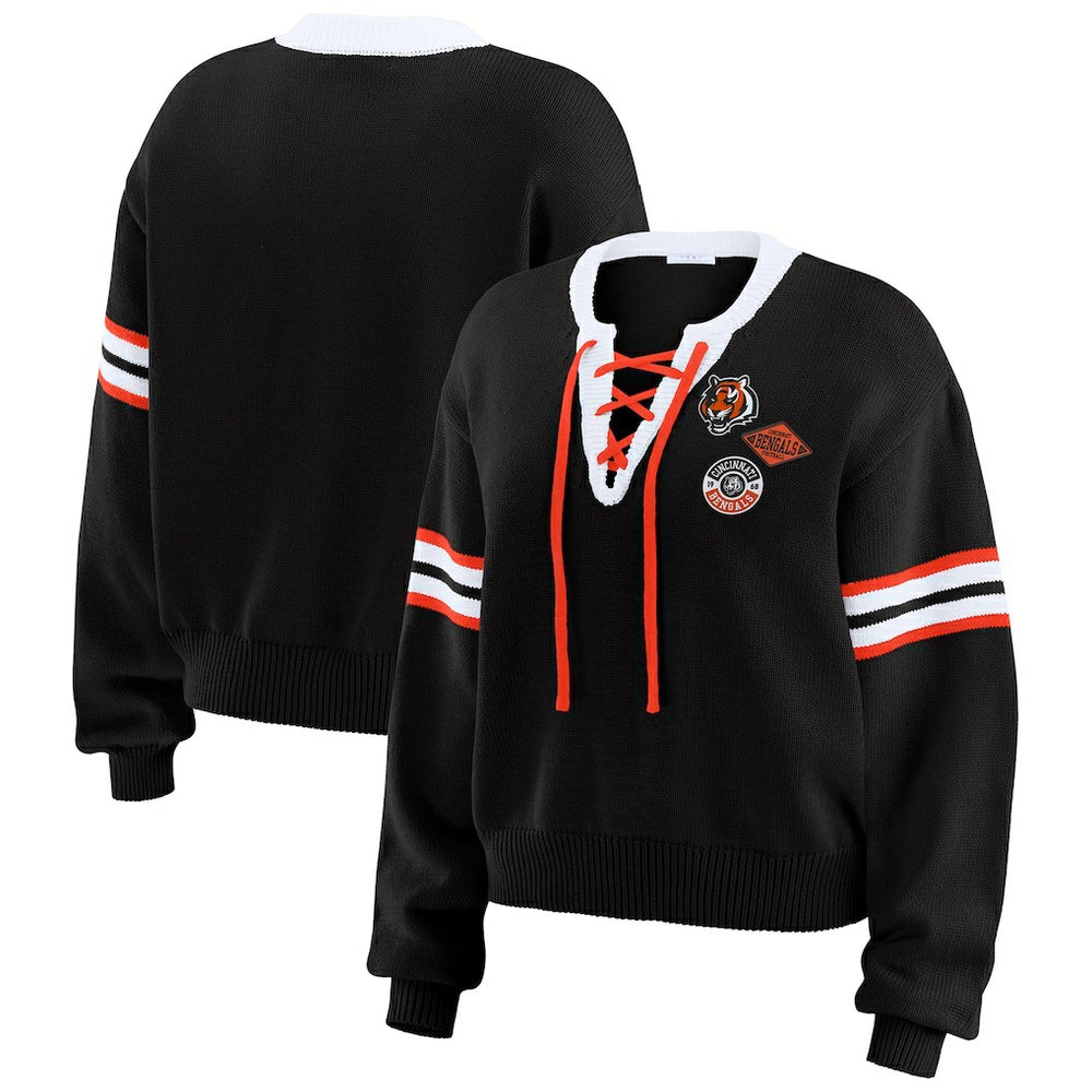 Cincinnati Bengals WEAR by Erin Andrews Women's Lace-Up Sweater | NFL Hot