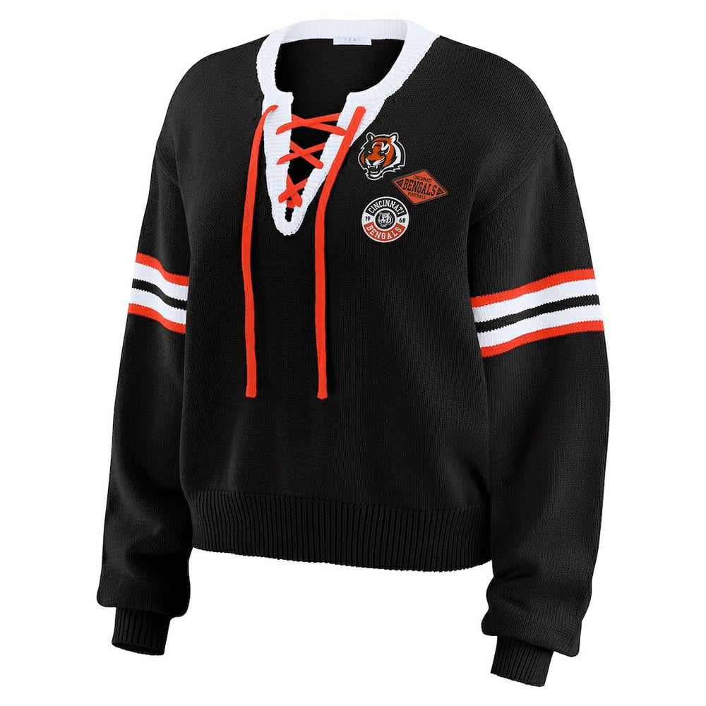 Cincinnati Bengals WEAR by Erin Andrews Women's Lace-Up Sweater | NFL Hot