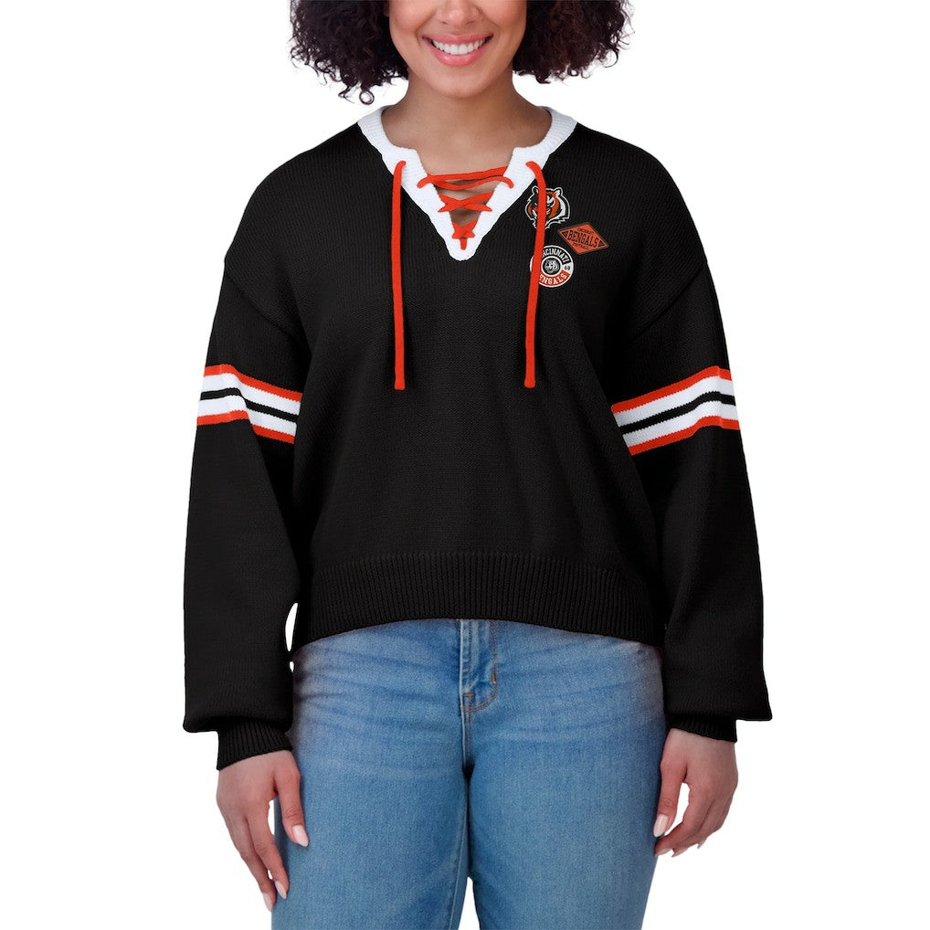 Cincinnati Bengals WEAR by Erin Andrews Women's Lace-Up Sweater | NFL Hot