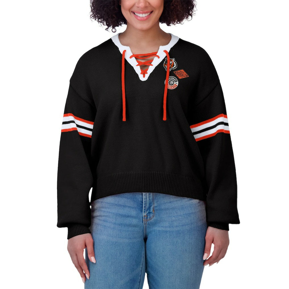 Cincinnati Bengals WEAR by Erin Andrews Women's Lace-Up Sweater | NFL Hot