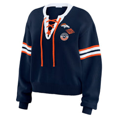 Denver Broncos WEAR by Erin Andrews Women's Lace-Up Sweater | NFL Discount