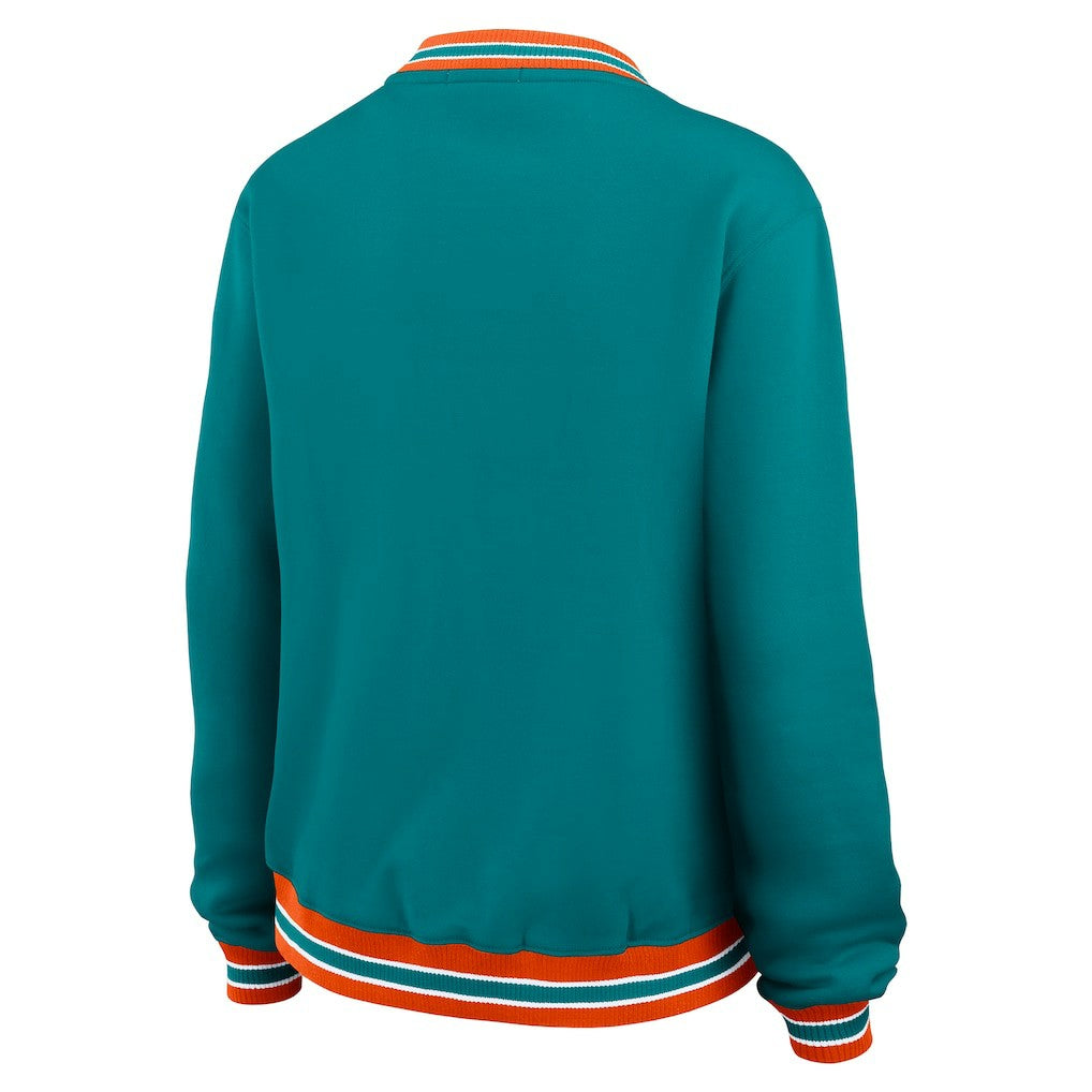 Miami Dolphins WEAR by Erin Andrews Women's Oversized Long Sleeve V-Neck Sweatshirt | NFL Sale
