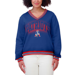 New England Patriots WEAR by Erin Andrews Women's Oversized Long Sleeve V-Neck Sweatshirt | NFL Near me