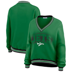 New York Jets WEAR by Erin Andrews Women's Oversized Long Sleeve V-Neck Sweatshirt | NFL Near me