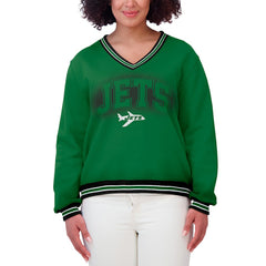 New York Jets WEAR by Erin Andrews Women's Oversized Long Sleeve V-Neck Sweatshirt | NFL Near me