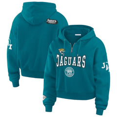 Jacksonville Jaguars WEAR by Erin Andrews Women's Patch Quarter-Zip Pullover Hoodie | NFL Sale