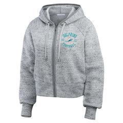 Miami Dolphins WEAR by Erin Andrews Women's Speckled Fleece Cropped Full-Zip Hoodie | NFL Outlet