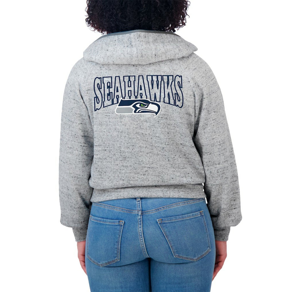 Seattle Seahawks WEAR by Erin Andrews Women's Speckled Fleece Cropped Full-Zip Hoodie | NFL Online