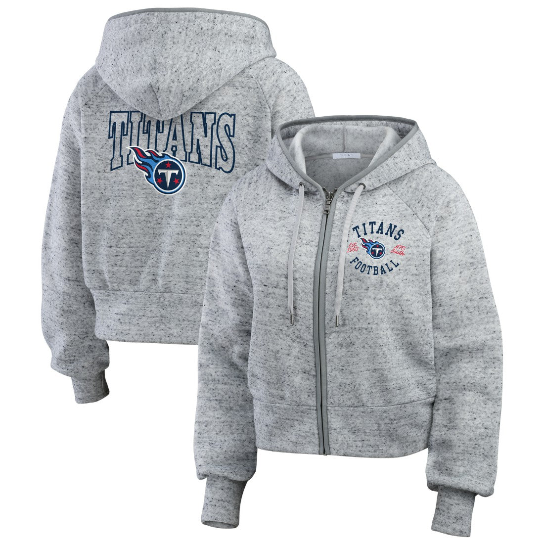 Tennessee Titans WEAR by Erin Andrews Women's Speckled Fleece Cropped Full-Zip Hoodie | NFL Discount