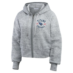 Tennessee Titans WEAR by Erin Andrews Women's Speckled Fleece Cropped Full-Zip Hoodie | NFL Discount