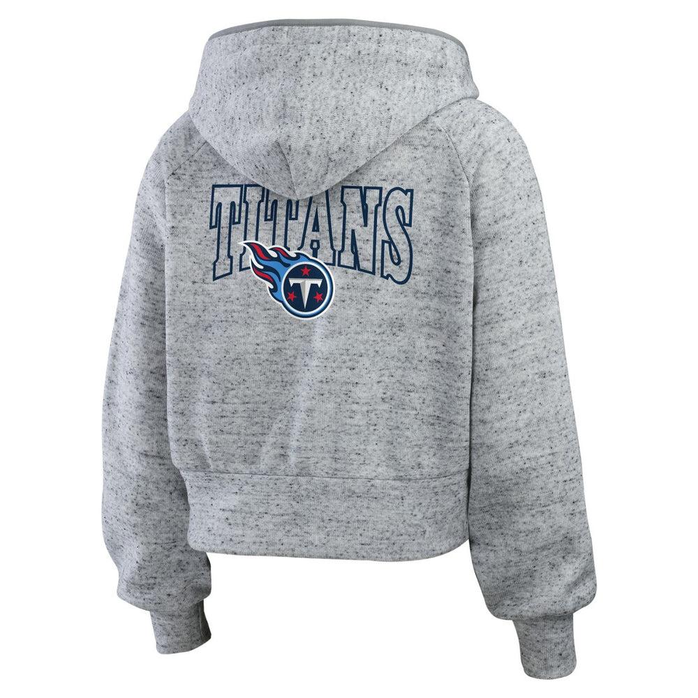 Tennessee Titans WEAR by Erin Andrews Women's Speckled Fleece Cropped Full-Zip Hoodie | NFL Discount