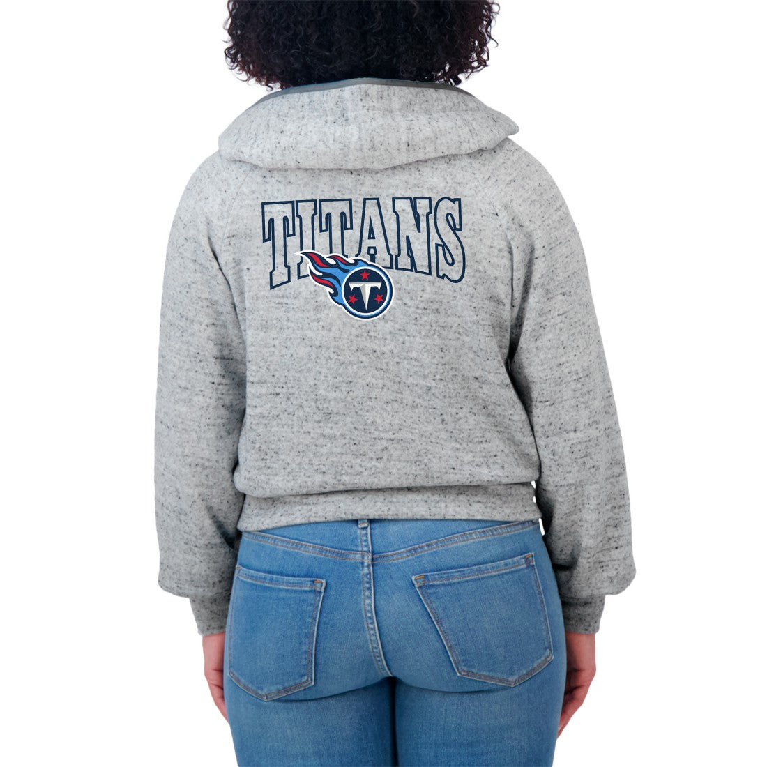 Tennessee Titans WEAR by Erin Andrews Women's Speckled Fleece Cropped Full-Zip Hoodie | NFL Discount