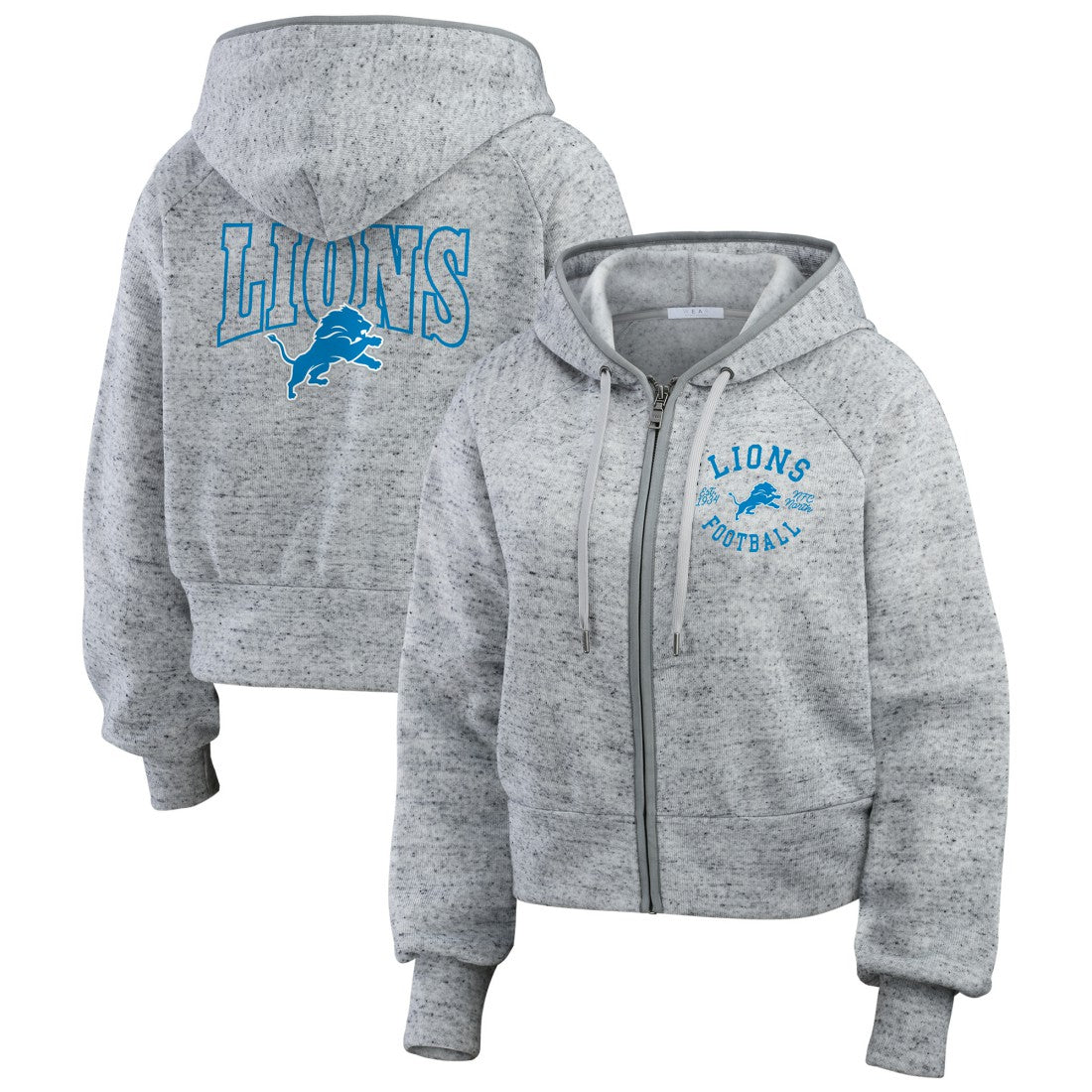 Detroit Lions WEAR by Erin Andrews Women's Speckled Fleece Cropped Full-Zip Hoodie | NFL Discount