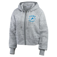 Detroit Lions WEAR by Erin Andrews Women's Speckled Fleece Cropped Full-Zip Hoodie | NFL Discount