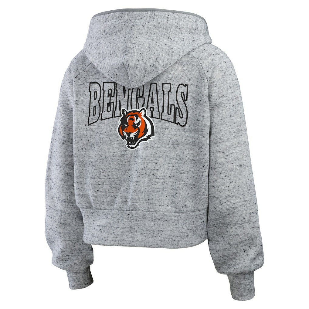 Cincinnati Bengals WEAR by Erin Andrews Women's Speckled Fleece Cropped Full-Zip Hoodie | NFL New