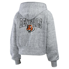 Cincinnati Bengals WEAR by Erin Andrews Women's Speckled Fleece Cropped Full-Zip Hoodie | NFL New