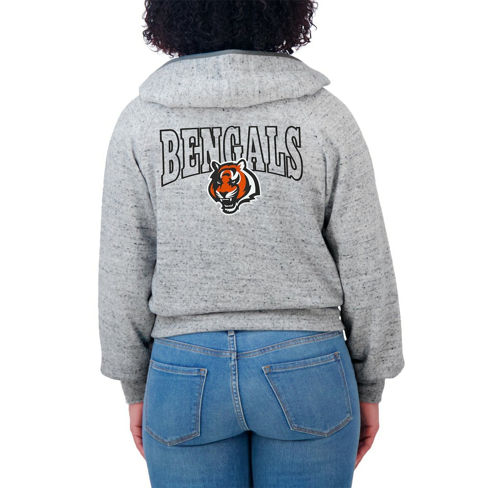Cincinnati Bengals WEAR by Erin Andrews Women's Speckled Fleece Cropped Full-Zip Hoodie | NFL New
