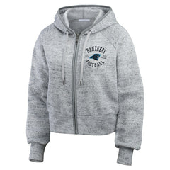 Carolina Panthers WEAR by Erin Andrews Women's Speckled Fleece Cropped Full-Zip Hoodie | NFL Online