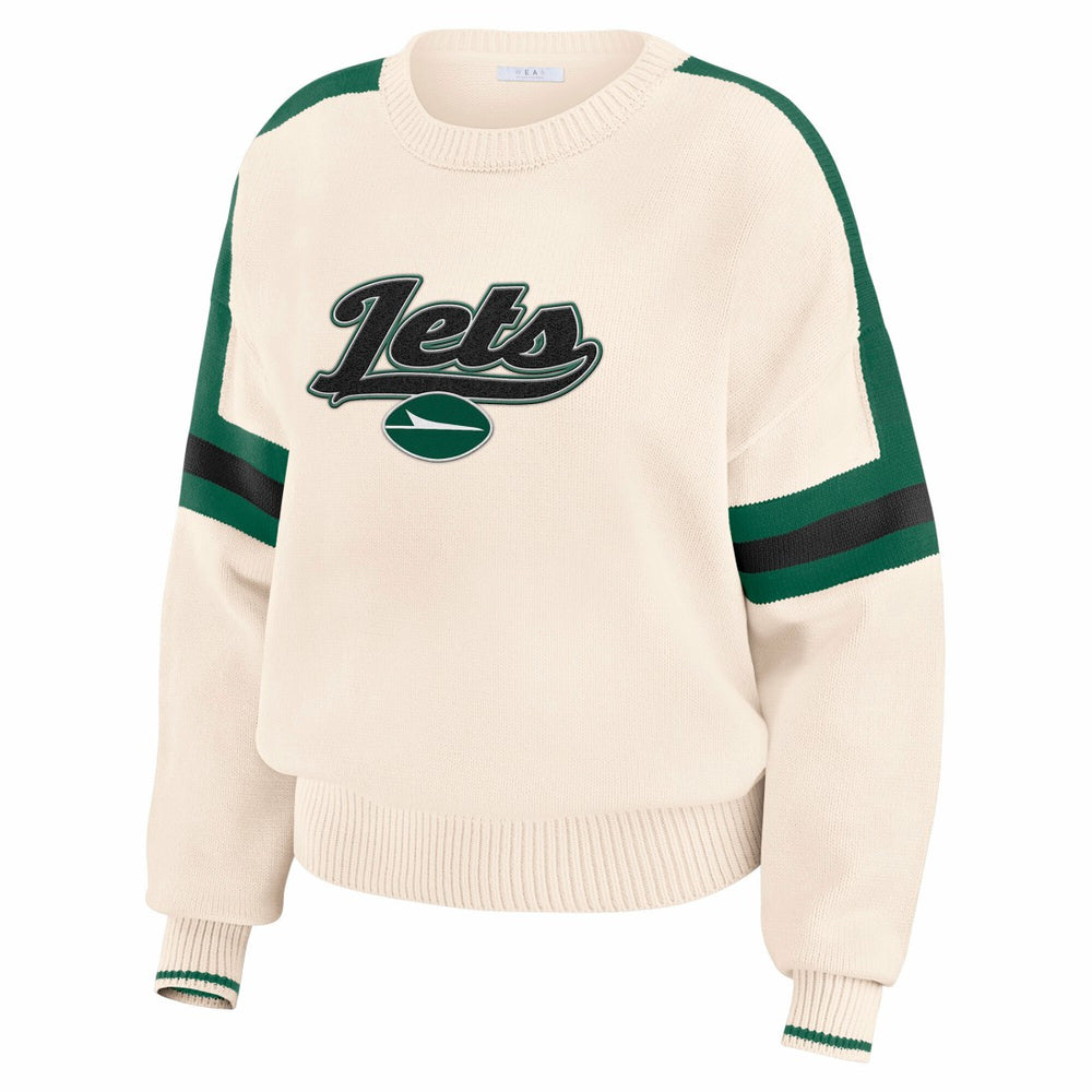 New York Jets WEAR by Erin Andrews Women's Stripe Pullover Sweater | NFL Sale