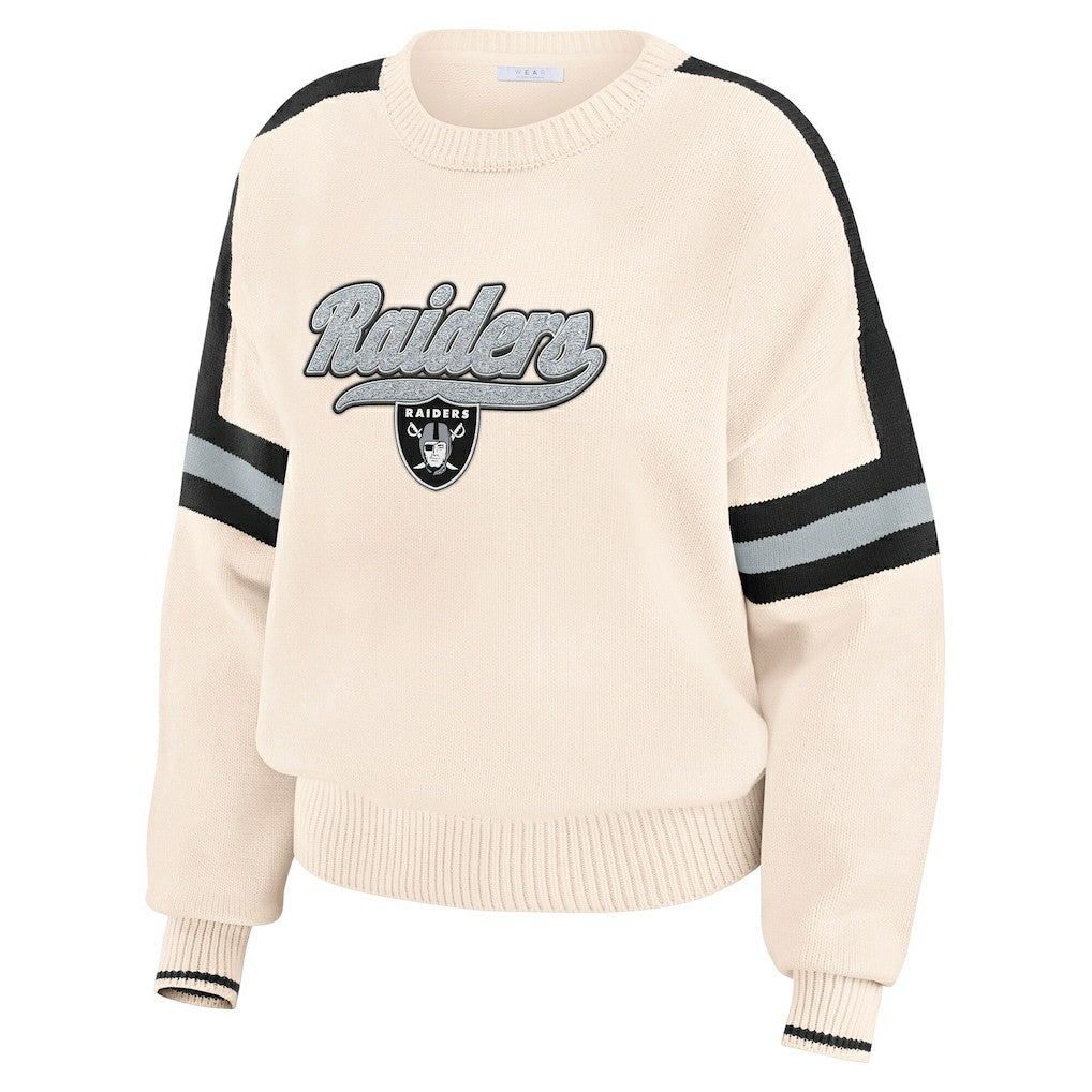 Las Vegas Raiders WEAR by Erin Andrews Women's Stripe Pullover Sweater | NFL Hot