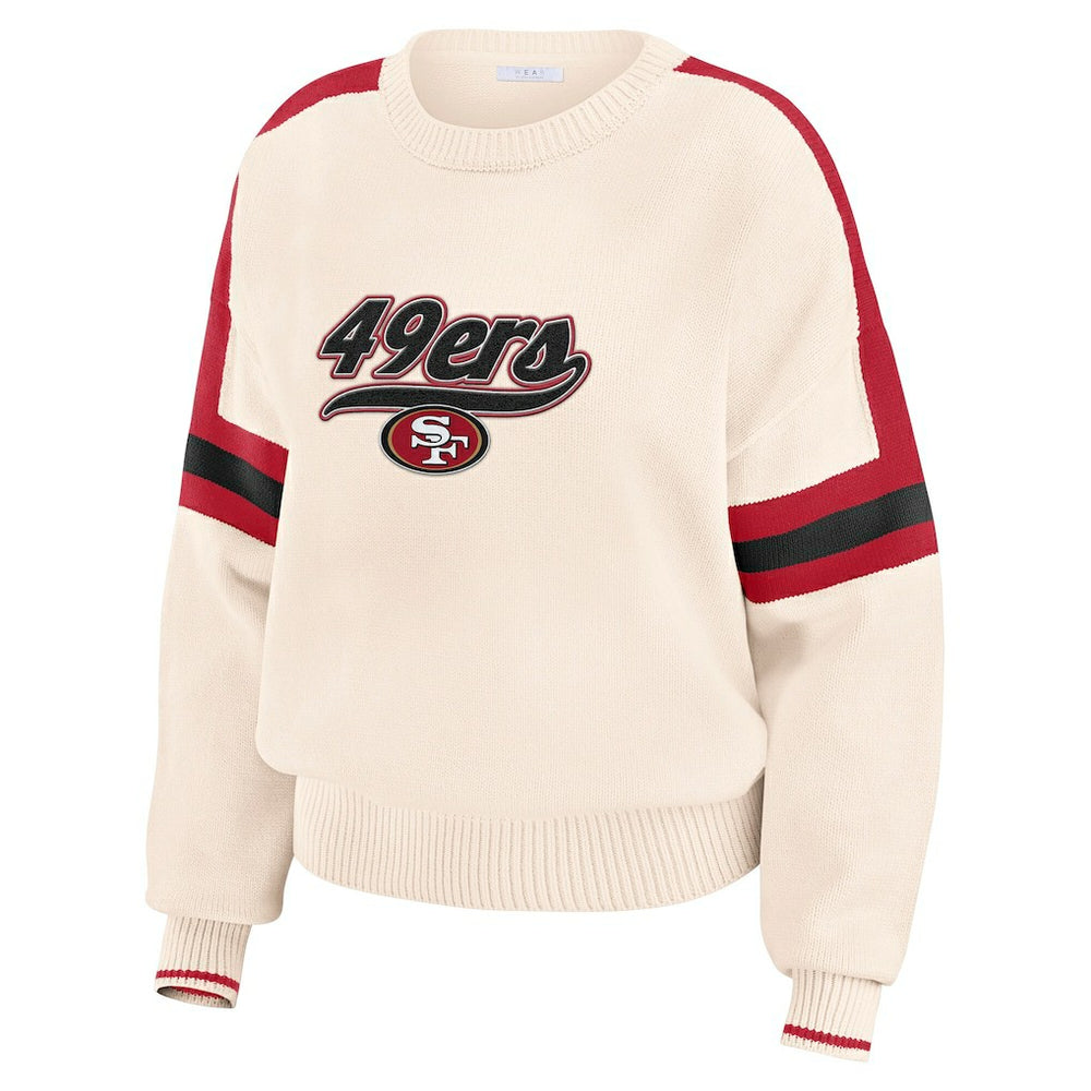 San Francisco 49ers WEAR by Erin Andrews Women's Stripe Pullover Sweater | NFL Hot