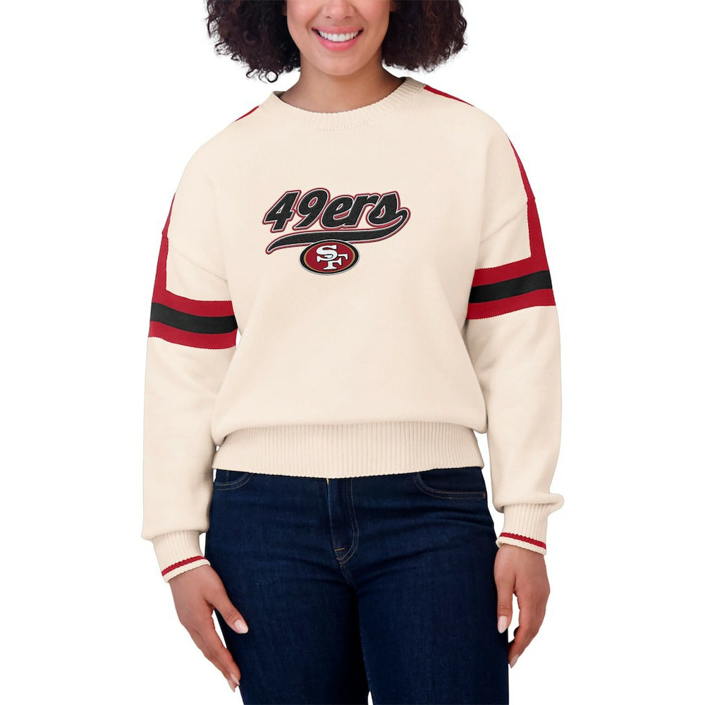 San Francisco 49ers WEAR by Erin Andrews Women's Stripe Pullover Sweater | NFL Hot
