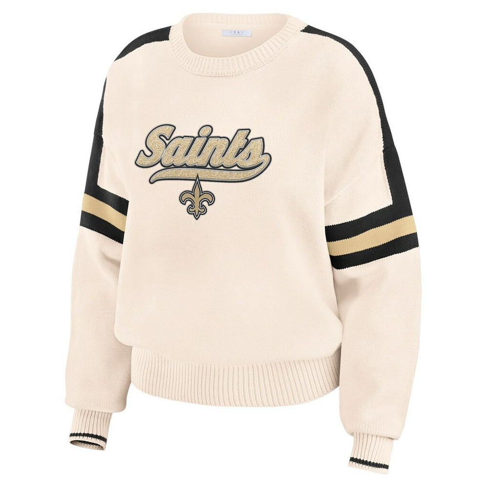 New Orleans Saints WEAR by Erin Andrews Women's Stripe Pullover Sweater | NFL Online