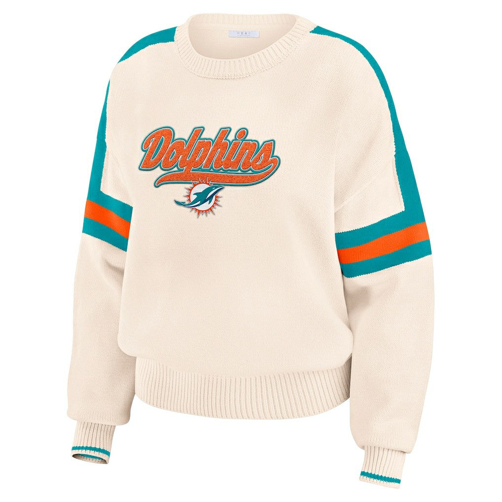 Miami Dolphins WEAR by Erin Andrews Women's Stripe Pullover Sweater | NFL On sale