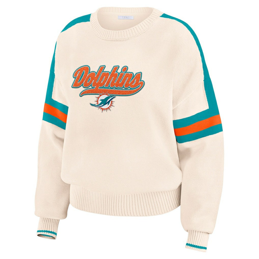 Miami Dolphins WEAR by Erin Andrews Women's Stripe Pullover Sweater | NFL On sale